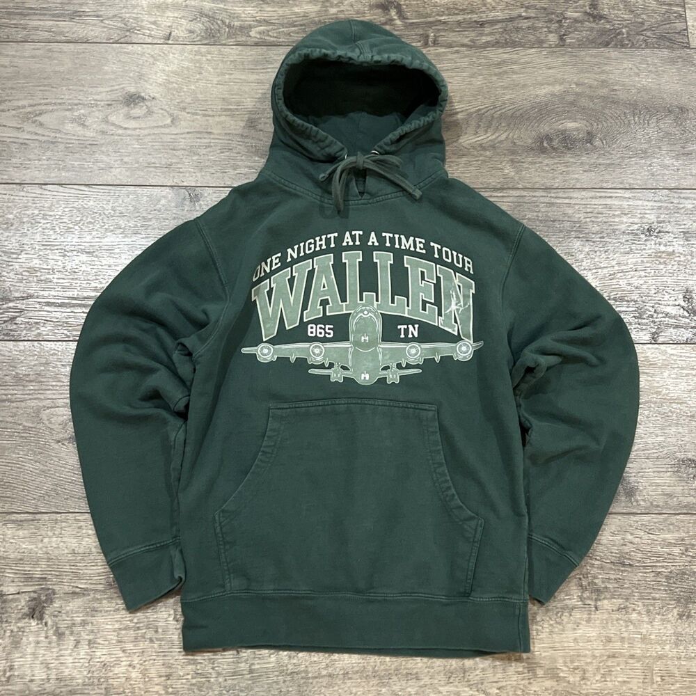 Morgan Wallen Men's Small Green One Night At a Time 2024 Tour Pullover Hoodie